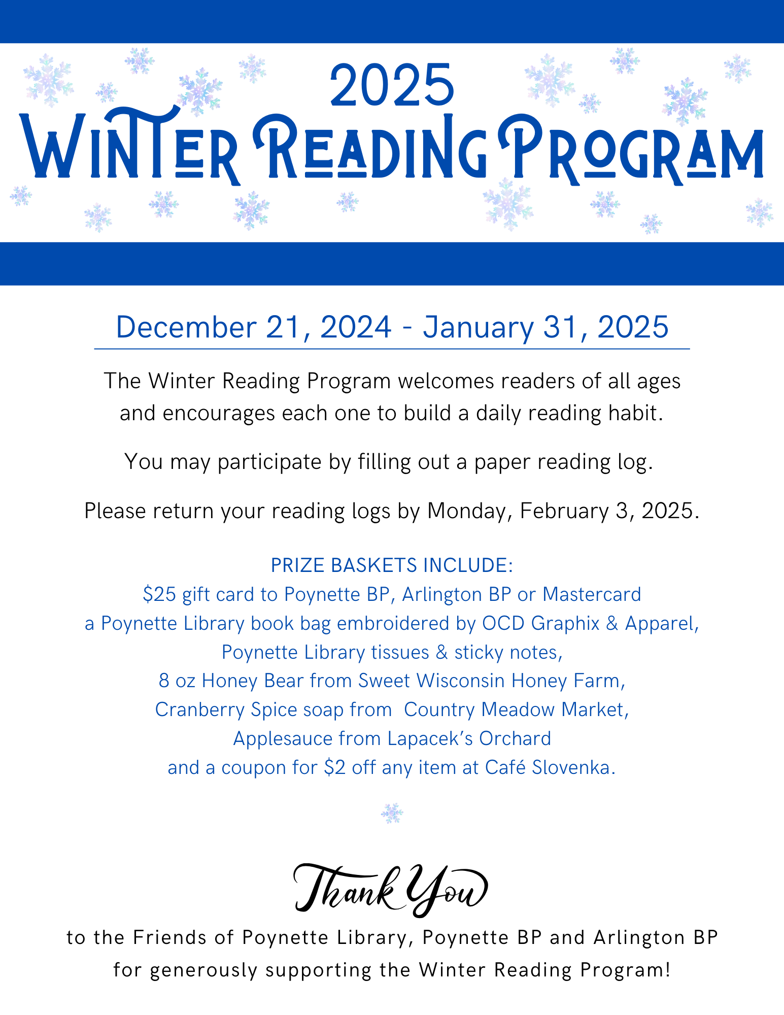 Winter Reading Program 2025 information