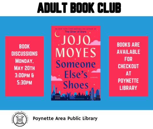 Adult book discussion is on Monday, May 20.