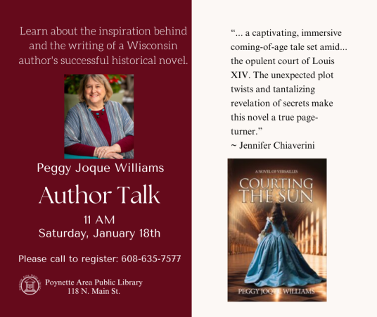 author visit with Peggy Joque Williams on Saturday, January 18 at 11:00am.